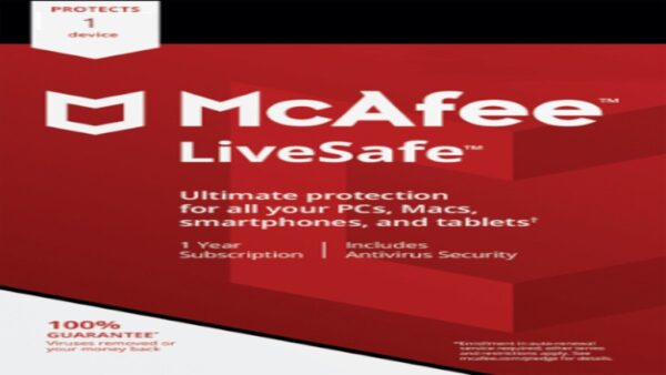 MCAFEE LIVESAFE 1 DEVICE 1 YEAR KEY